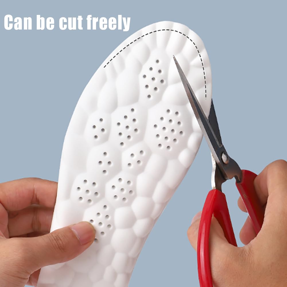 Soft Elastic Breathable Shoe Insoles, 4D Sports Sweat Absorbing Insoles for Women Men, Soft Comfort Memory Foam Shoe Insoles for Athletic Running (Green-A, 4.5-5)