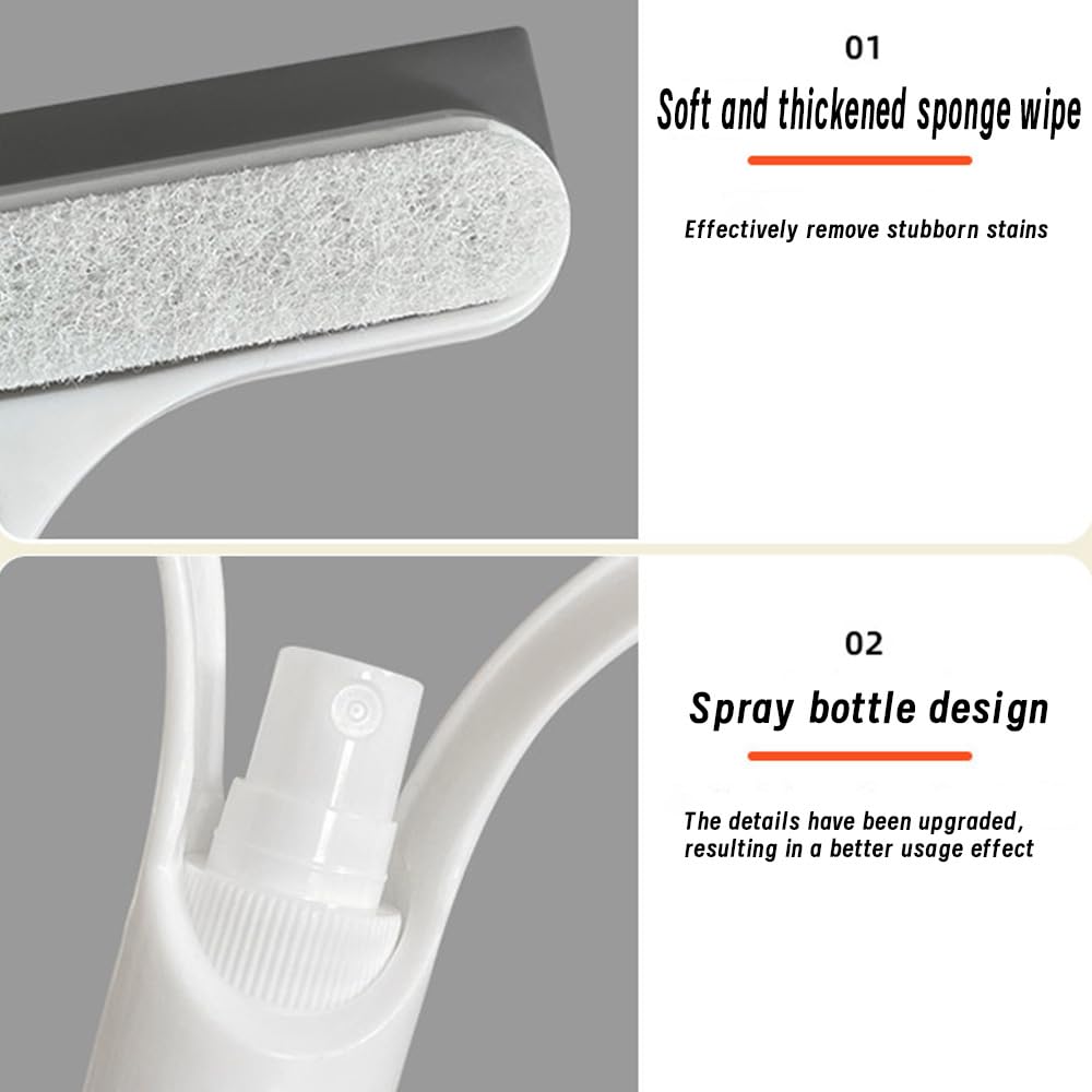 3 in 1 Window Cleaning Scraper, Squeegee with Sprayer, 3 in 1 Window Cleaner Squeegee with Rubber Blade for Shower, Car, Mirror, Home Windows, All-in-One Cleaner Tool