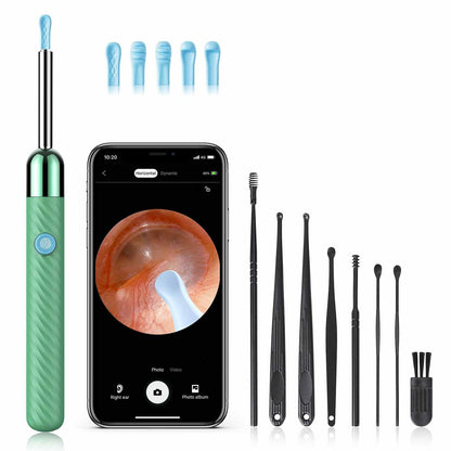 Ear Wax Removal - Earwax Remover Tool with 8 Pcs Ear Set - Ear Canal Cleaner with 1080P Camera - FSA HSA Eligible - Ear Cleaning Kit with 6 Ear Spoon - Ear Camera for iOS & Android (Black)