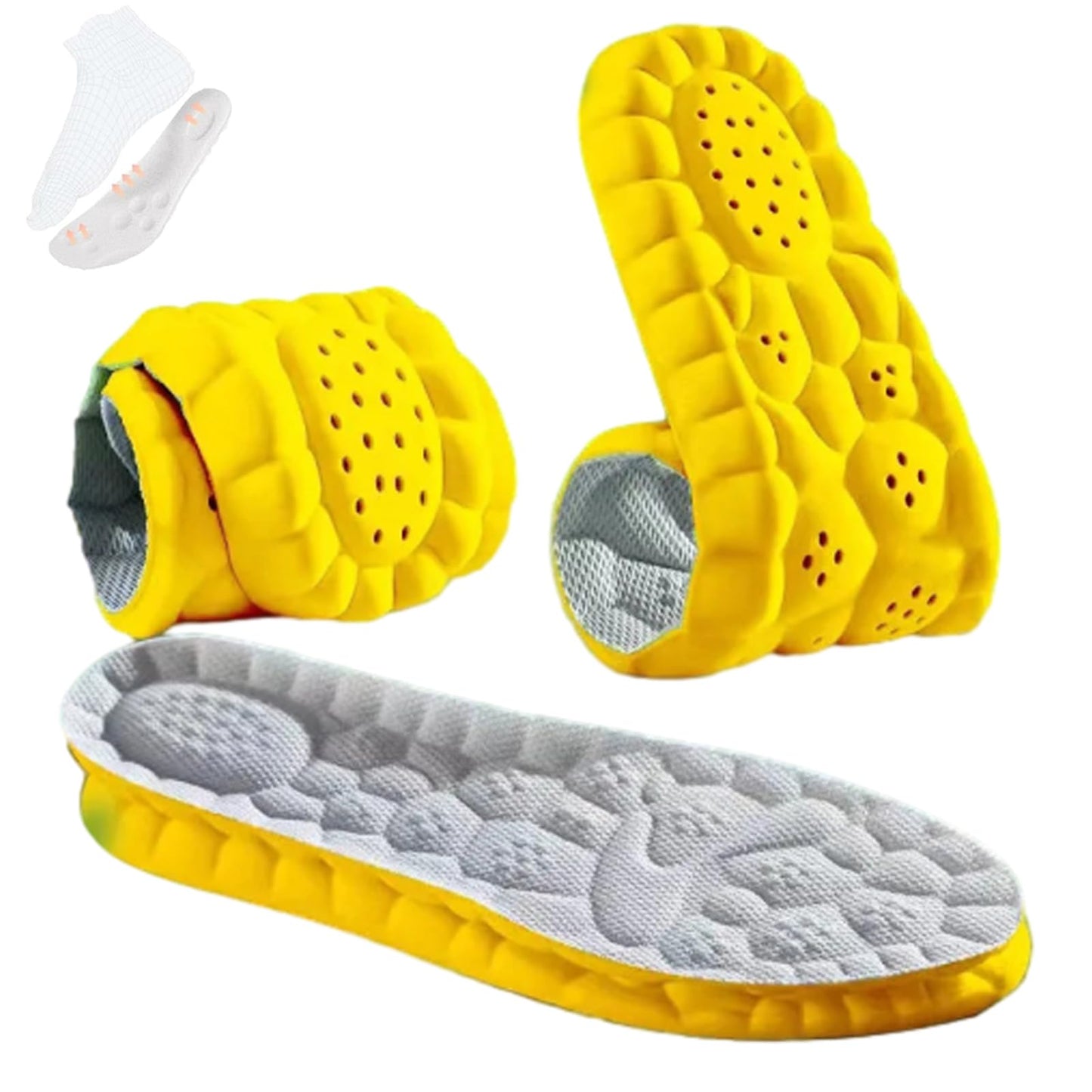 Soft Elastic Breathable Shoe Insoles, 4D Sports Sweat Absorbing Insoles for Women Men, Soft Comfort Memory Foam Shoe Insoles for Athletic Running (Green-A, 4.5-5)