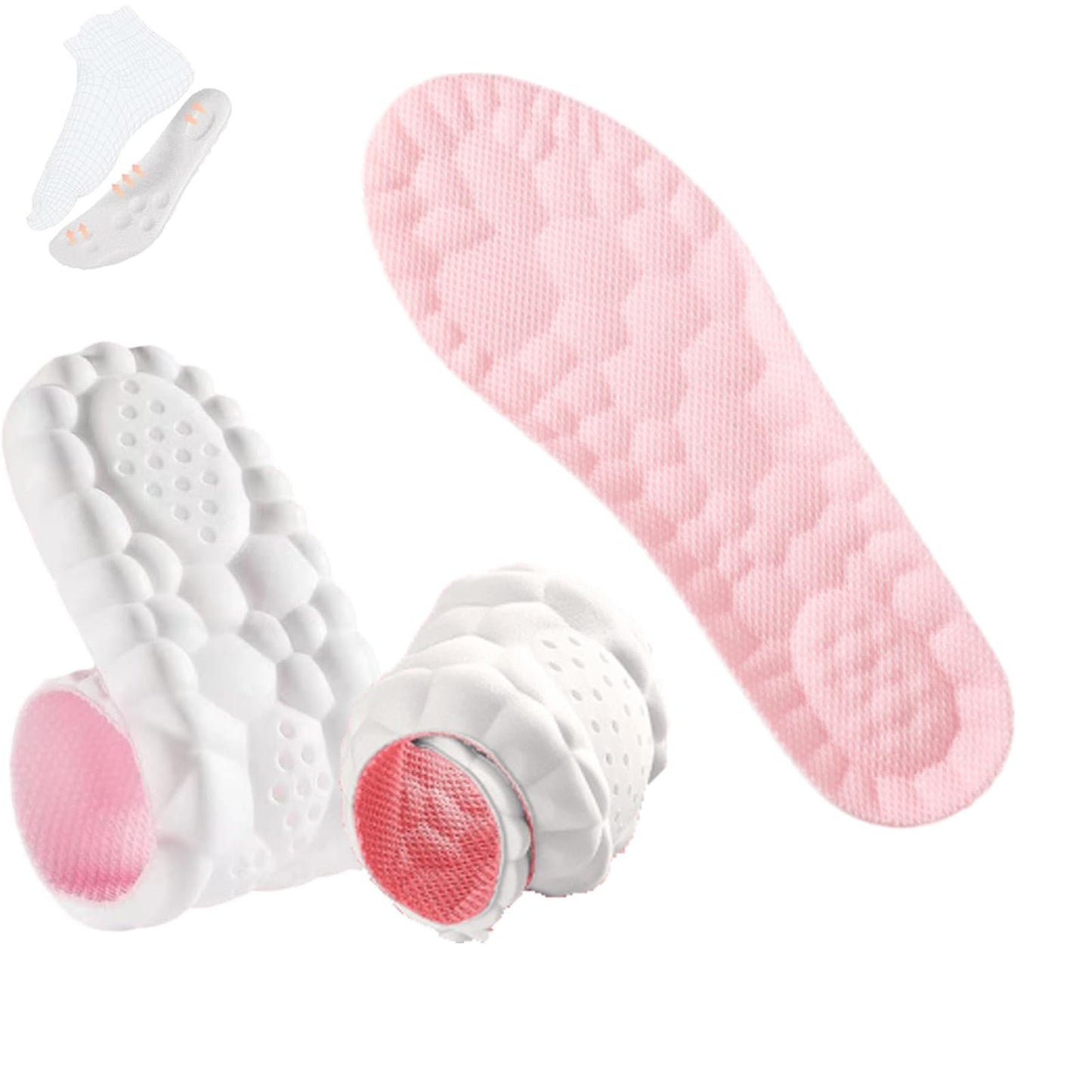 Soft Elastic Breathable Shoe Insoles, 4D Sports Sweat Absorbing Insoles for Women Men, Soft Comfort Memory Foam Shoe Insoles for Athletic Running (Green-A, 4.5-5)