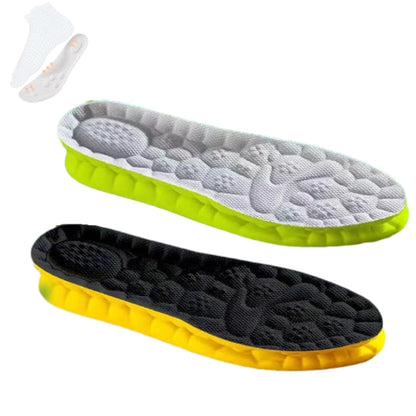 Soft Elastic Breathable Shoe Insoles, 4D Sports Sweat Absorbing Insoles for Women Men, Soft Comfort Memory Foam Shoe Insoles for Athletic Running (Green-A, 4.5-5)