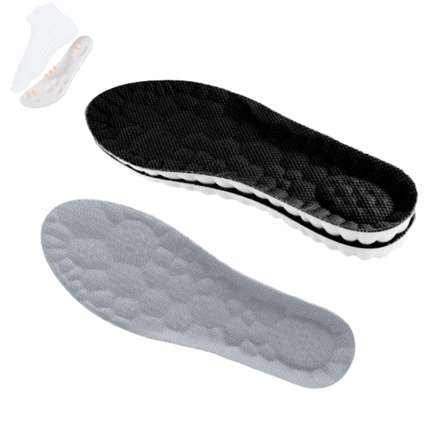 Soft Elastic Breathable Shoe Insoles, 4D Sports Sweat Absorbing Insoles for Women Men, Soft Comfort Memory Foam Shoe Insoles for Athletic Running (Green-A, 4.5-5)