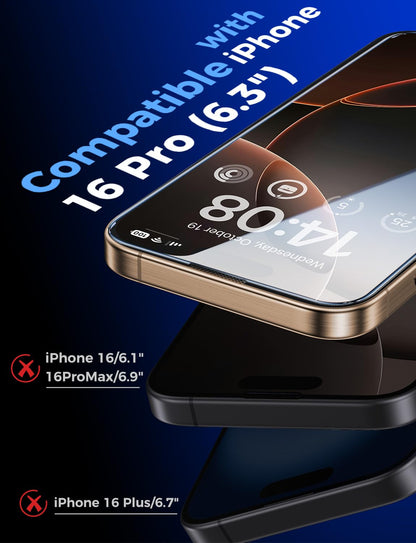 MAGIC JOHN 2 Pack for iPhone 16 Pro Max 6.9 inch Tempered Glass Screen Protector, HD Clear, Bubble Free, Easy Installation, Auto Dust-Elimination