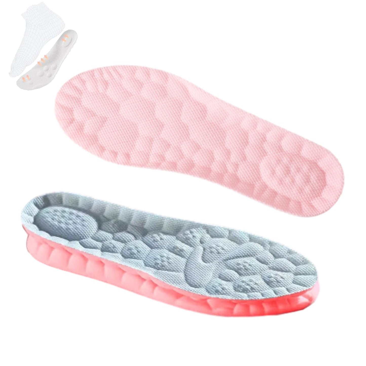 Soft Elastic Breathable Shoe Insoles, 4D Sports Sweat Absorbing Insoles for Women Men, Soft Comfort Memory Foam Shoe Insoles for Athletic Running (Green-A, 4.5-5)