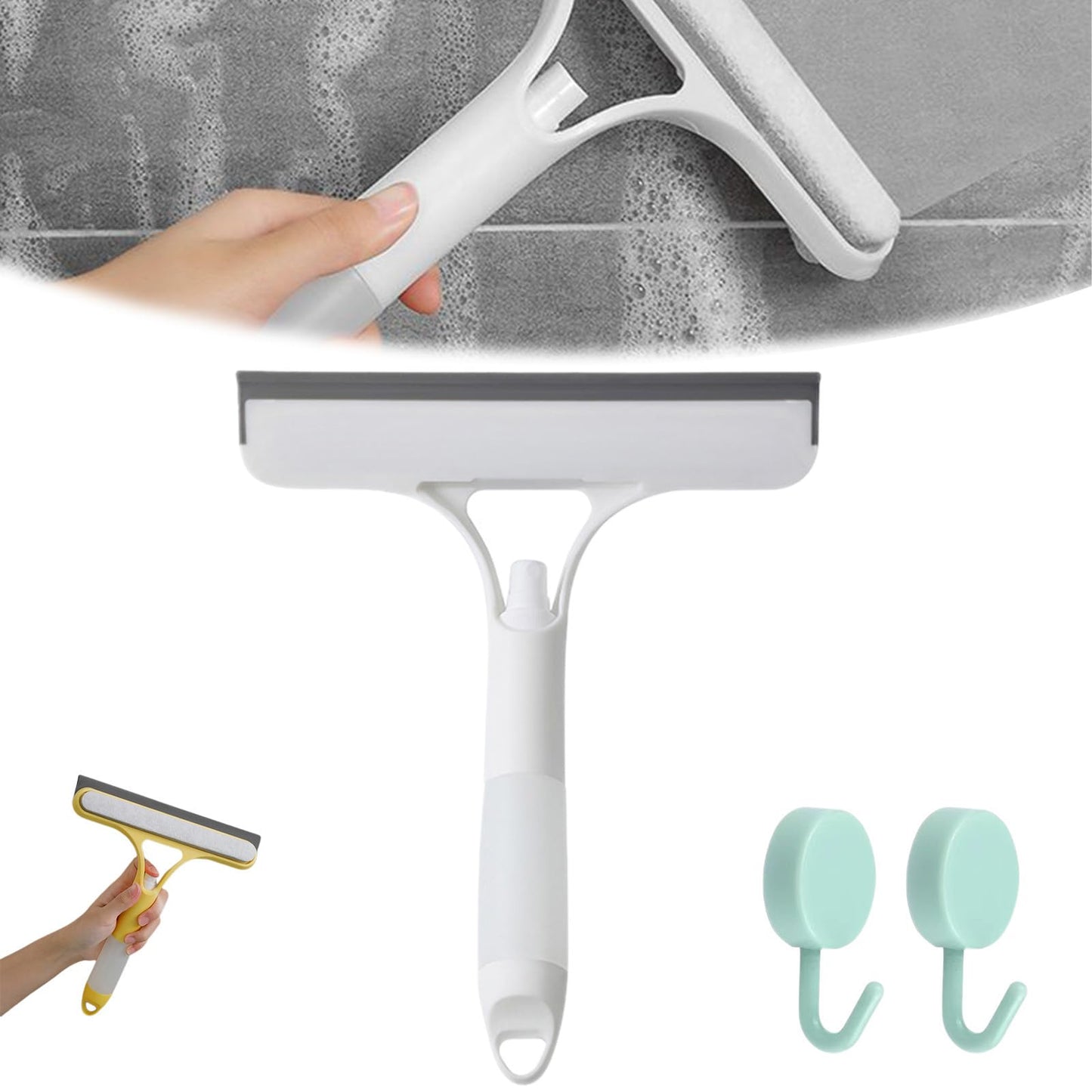 3 in 1 Window Cleaning Scraper, Squeegee with Sprayer, 3 in 1 Window Cleaner Squeegee with Rubber Blade for Shower, Car, Mirror, Home Windows, All-in-One Cleaner Tool