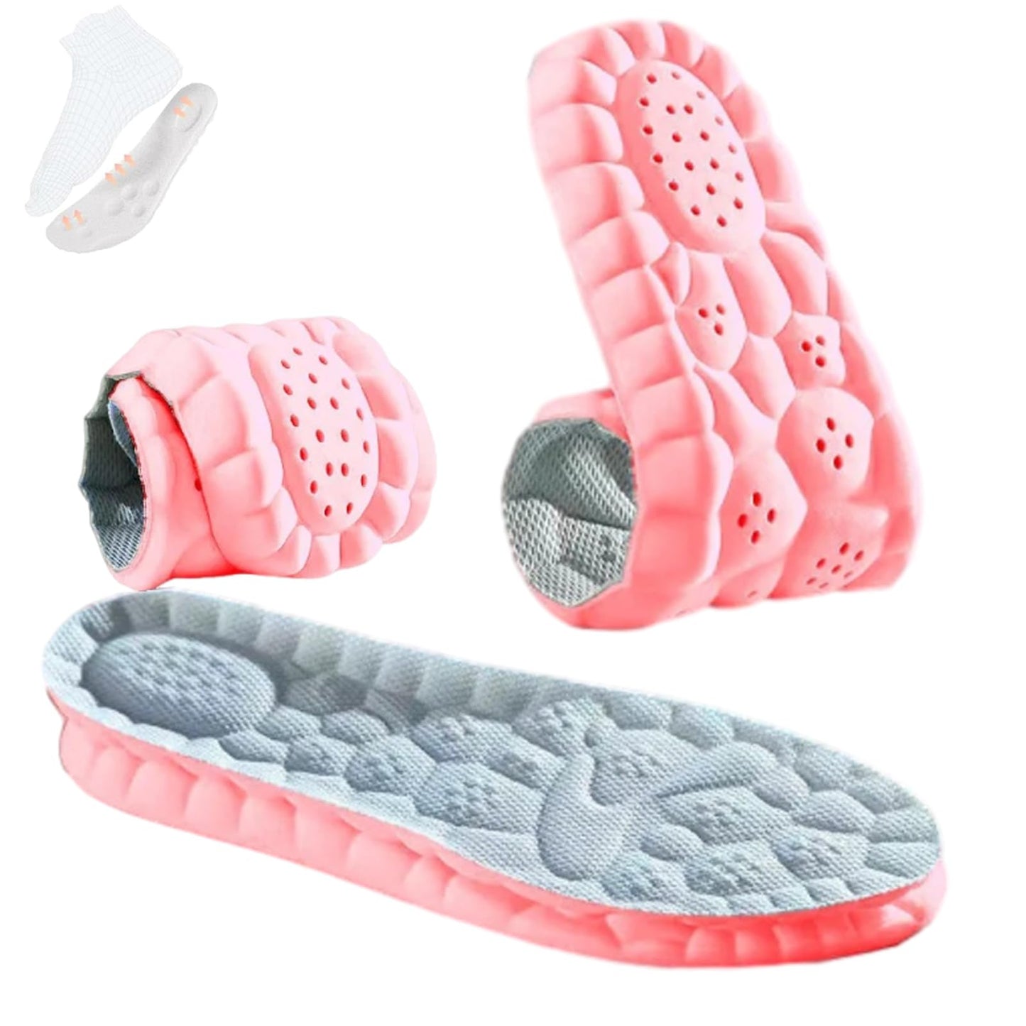 Soft Elastic Breathable Shoe Insoles, 4D Sports Sweat Absorbing Insoles for Women Men, Soft Comfort Memory Foam Shoe Insoles for Athletic Running (Green-A, 4.5-5)