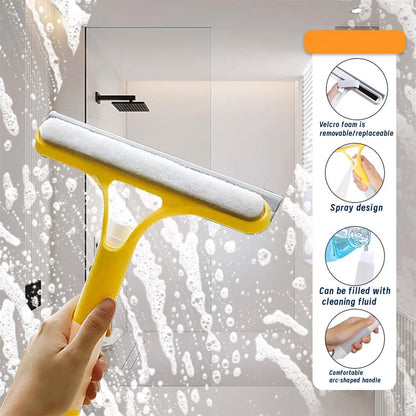3 in 1 Window Cleaning Scraper, Squeegee with Sprayer, 3 in 1 Window Cleaner Squeegee with Rubber Blade for Shower, Car, Mirror, Home Windows, All-in-One Cleaner Tool