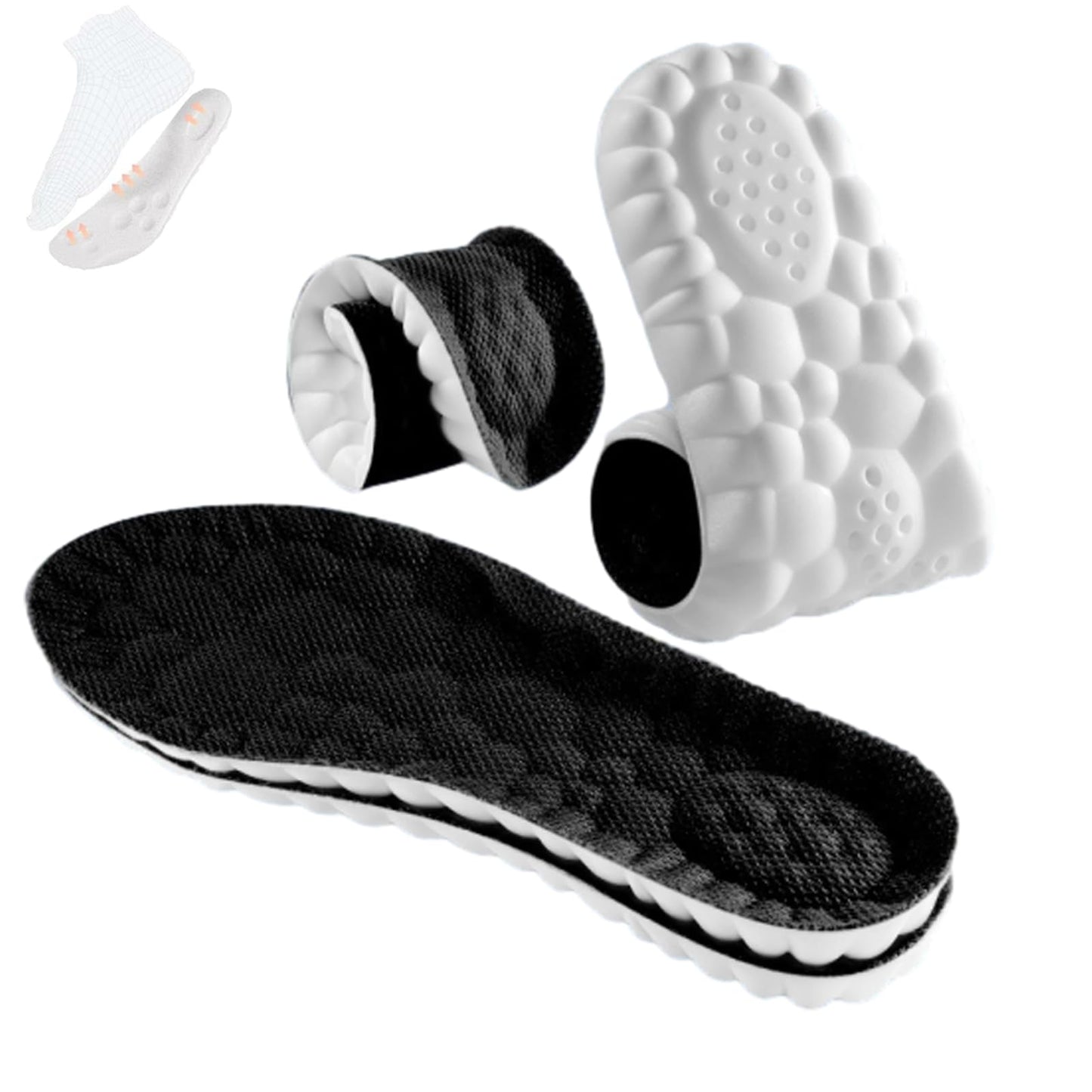 Soft Elastic Breathable Shoe Insoles, 4D Sports Sweat Absorbing Insoles for Women Men, Soft Comfort Memory Foam Shoe Insoles for Athletic Running (Green-A, 4.5-5)