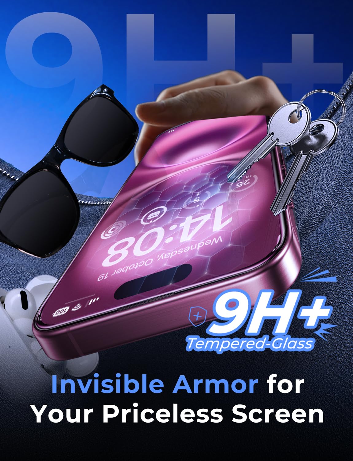 MAGIC JOHN 2 Pack for iPhone 16 Pro Max 6.9 inch Tempered Glass Screen Protector, HD Clear, Bubble Free, Easy Installation, Auto Dust-Elimination