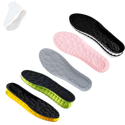 Soft Elastic Breathable Shoe Insoles, 4D Sports Sweat Absorbing Insoles for Women Men, Soft Comfort Memory Foam Shoe Insoles for Athletic Running (Green-A, 4.5-5)