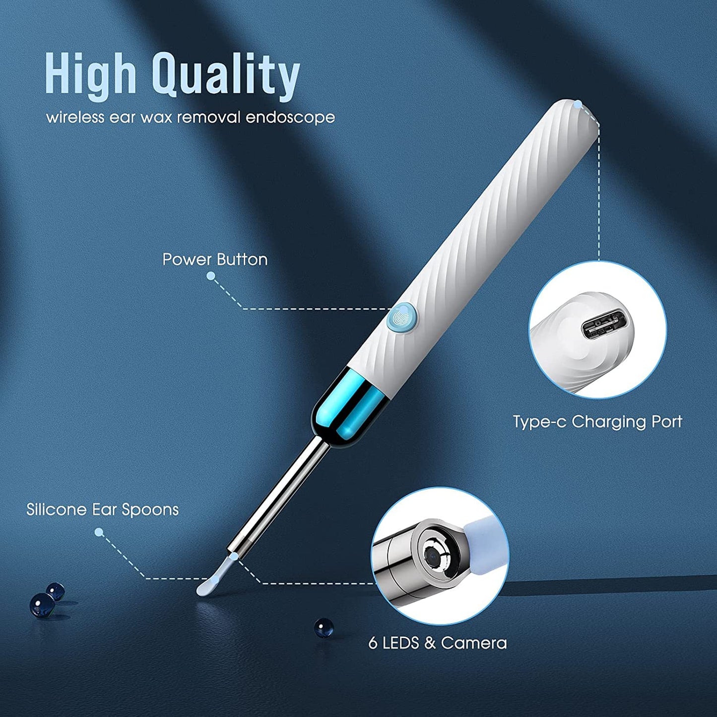 Ear Wax Removal - Earwax Remover Tool with 8 Pcs Ear Set - Ear Canal Cleaner with 1080P Camera - FSA HSA Eligible - Ear Cleaning Kit with 6 Ear Spoon - Ear Camera for iOS & Android (Black)