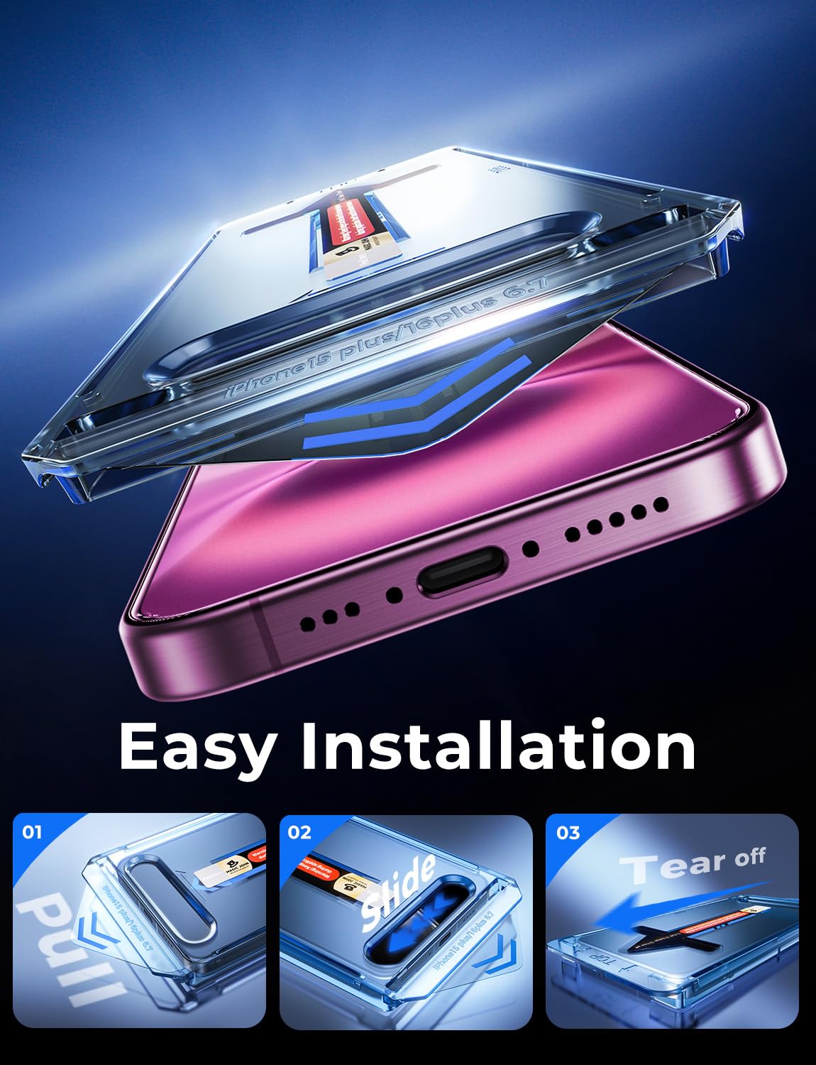 MAGIC JOHN 2 Pack for iPhone 16 Pro Max 6.9 inch Tempered Glass Screen Protector, HD Clear, Bubble Free, Easy Installation, Auto Dust-Elimination