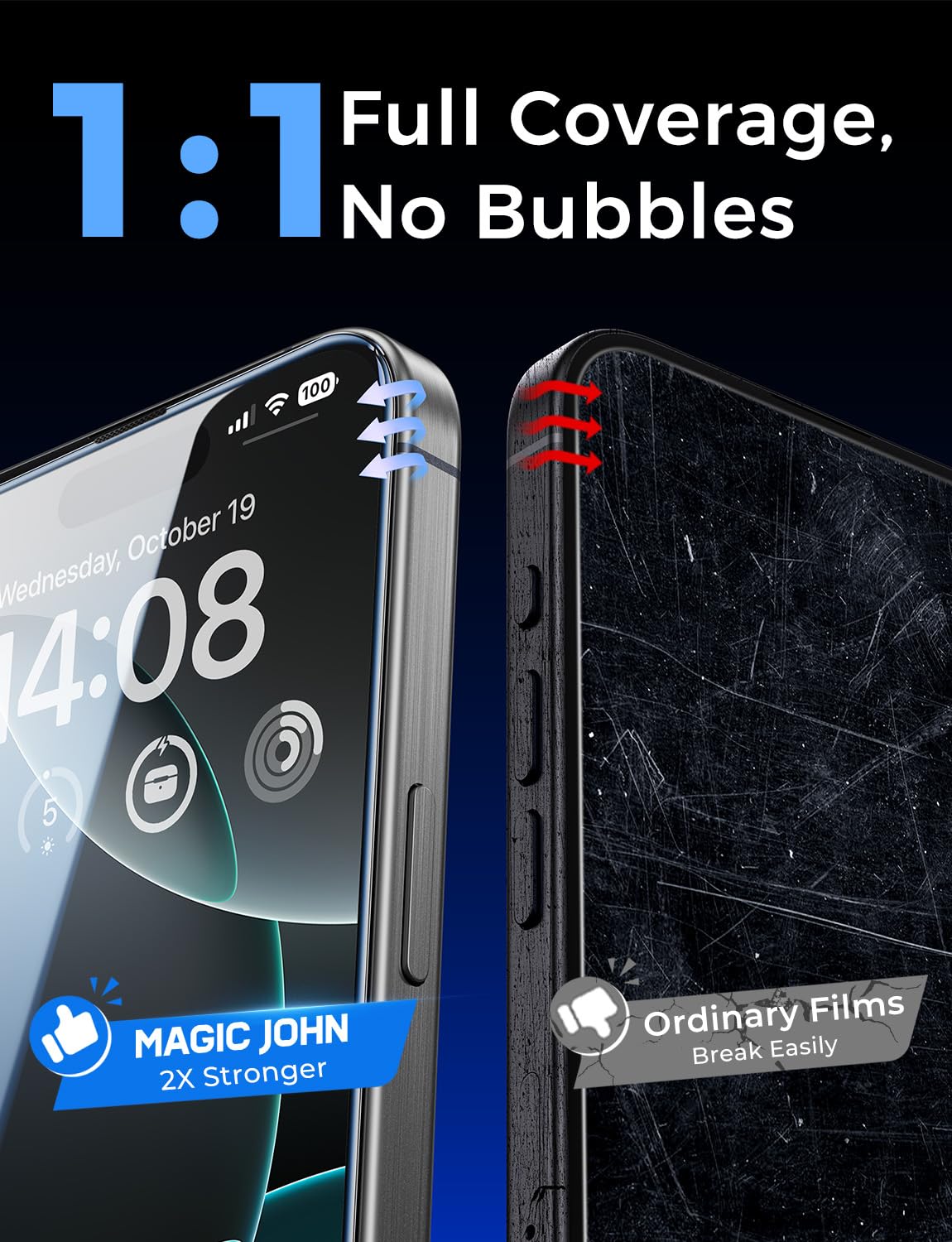 MAGIC JOHN 2 Pack for iPhone 16 Pro Max 6.9 inch Tempered Glass Screen Protector, HD Clear, Bubble Free, Easy Installation, Auto Dust-Elimination