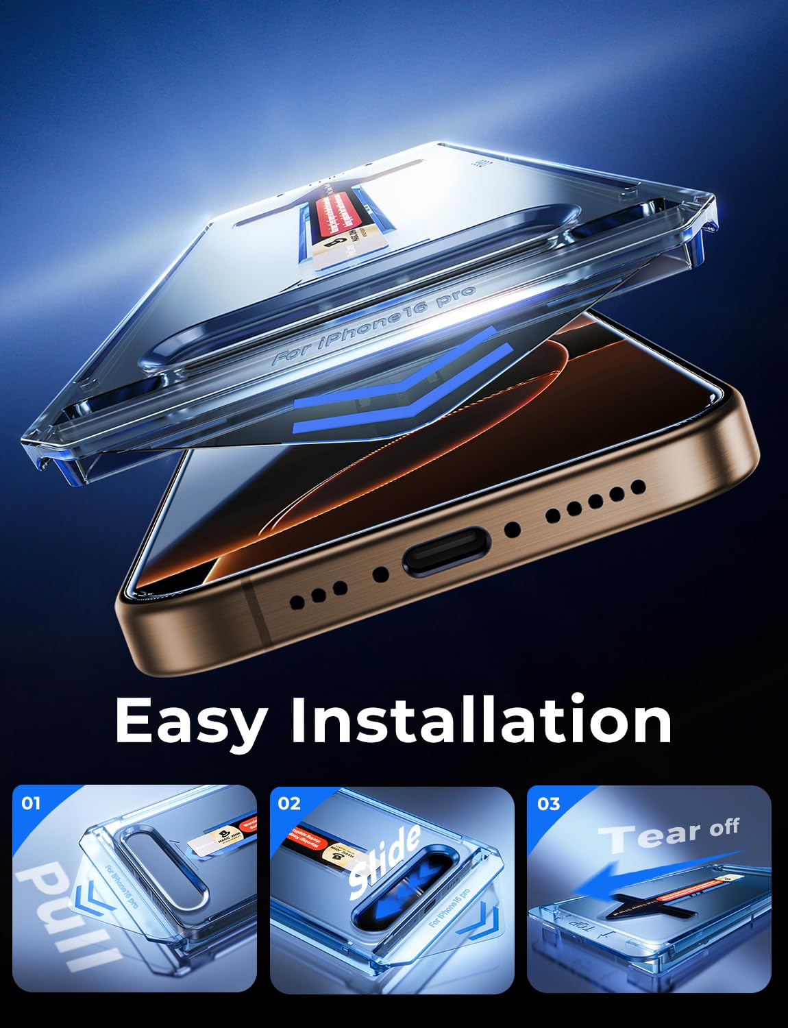 MAGIC JOHN 2 Pack for iPhone 16 Pro Max 6.9 inch Tempered Glass Screen Protector, HD Clear, Bubble Free, Easy Installation, Auto Dust-Elimination