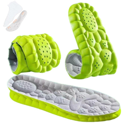 Soft Elastic Breathable Shoe Insoles, 4D Sports Sweat Absorbing Insoles for Women Men, Soft Comfort Memory Foam Shoe Insoles for Athletic Running (Green-A, 4.5-5)