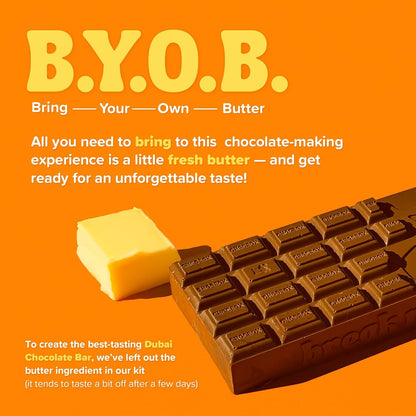 Chocabox Viral Dubai Milk Chocolate Bar Kit - Includes Chocolate Mold, Choc Wafers, Shredded Kataifi, Pistachio Cream - DIY Gift Box Dubai Kit - Great Gift