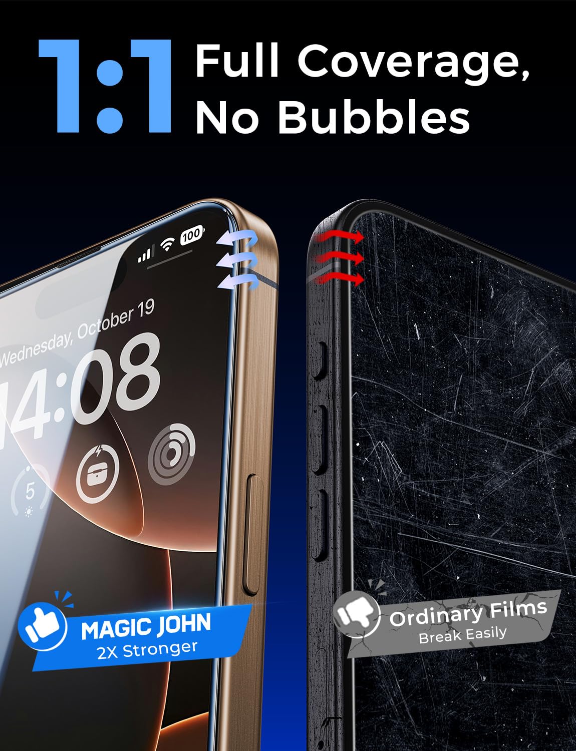 MAGIC JOHN 2 Pack for iPhone 16 Pro Max 6.9 inch Tempered Glass Screen Protector, HD Clear, Bubble Free, Easy Installation, Auto Dust-Elimination
