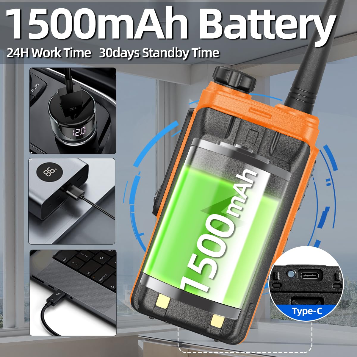 Walkie Talkies Long Range for Adults,Rechargeable UHF Handheld Strong Encrypted Handheld Two Way Radios Walky Talky with Noise Reduction,VOX and USB-C Charger for Camping Hiking Hotel,2Pack