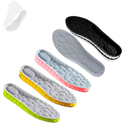 Soft Elastic Breathable Shoe Insoles, 4D Sports Sweat Absorbing Insoles for Women Men, Soft Comfort Memory Foam Shoe Insoles for Athletic Running (Green-A, 4.5-5)