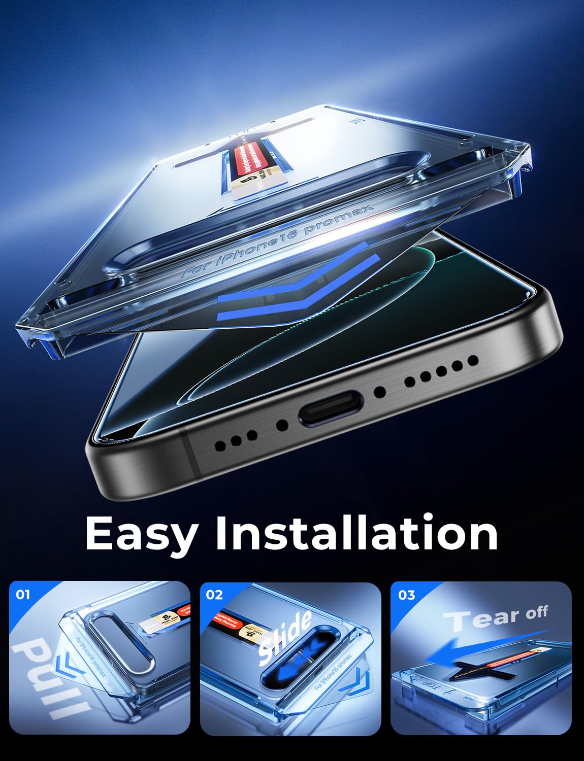 MAGIC JOHN 2 Pack for iPhone 16 Pro Max 6.9 inch Tempered Glass Screen Protector, HD Clear, Bubble Free, Easy Installation, Auto Dust-Elimination