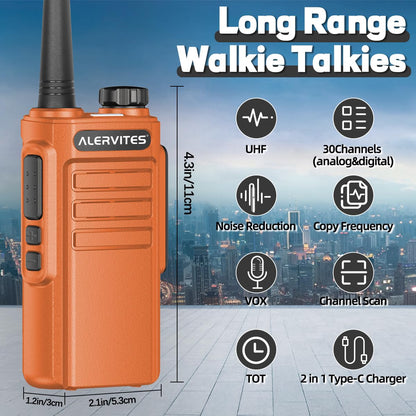 Walkie Talkies Long Range for Adults,Rechargeable UHF Handheld Strong Encrypted Handheld Two Way Radios Walky Talky with Noise Reduction,VOX and USB-C Charger for Camping Hiking Hotel,2Pack