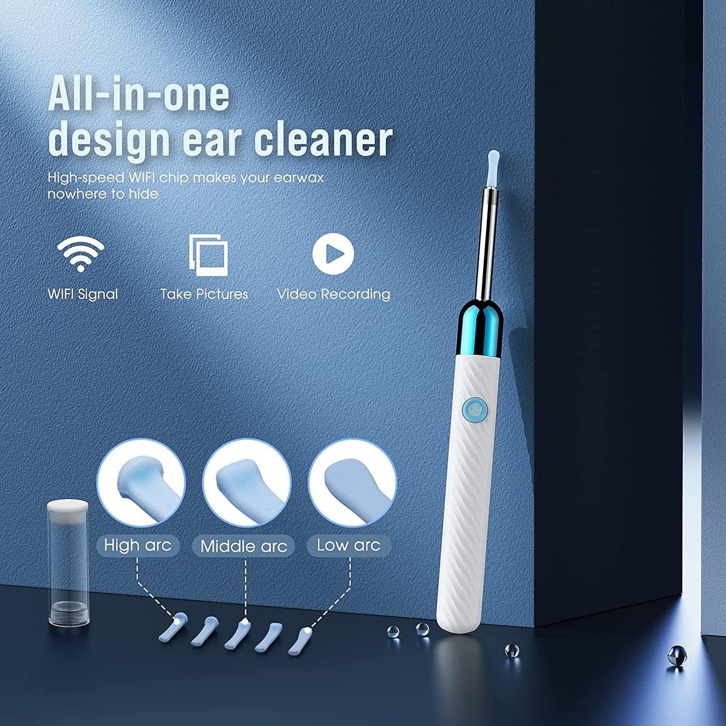Ear Wax Removal - Earwax Remover Tool with 8 Pcs Ear Set - Ear Canal Cleaner with 1080P Camera - FSA HSA Eligible - Ear Cleaning Kit with 6 Ear Spoon - Ear Camera for iOS & Android (Black)