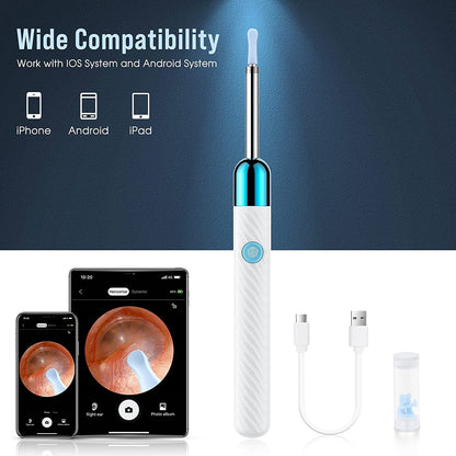 Ear Wax Removal - Earwax Remover Tool with 8 Pcs Ear Set - Ear Canal Cleaner with 1080P Camera - FSA HSA Eligible - Ear Cleaning Kit with 6 Ear Spoon - Ear Camera for iOS & Android (Black)