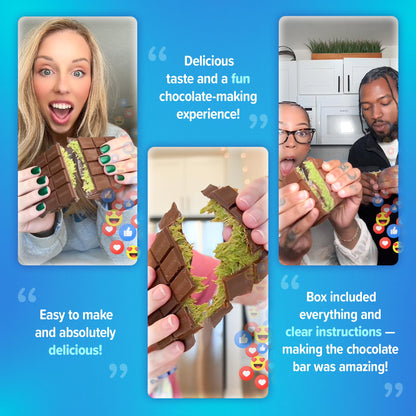 Chocabox Viral Dubai Milk Chocolate Bar Kit - Includes Chocolate Mold, Choc Wafers, Shredded Kataifi, Pistachio Cream - DIY Gift Box Dubai Kit - Great Gift