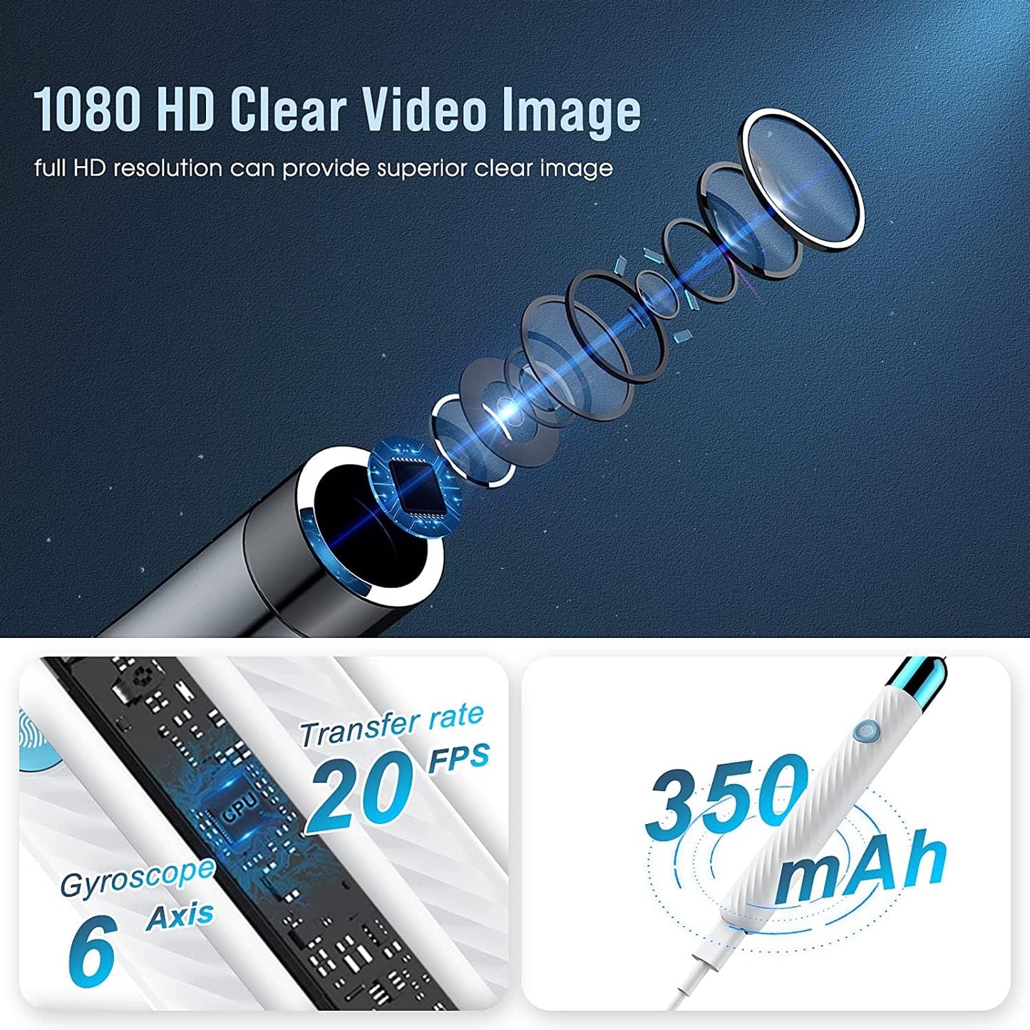 Ear Wax Removal - Earwax Remover Tool with 8 Pcs Ear Set - Ear Canal Cleaner with 1080P Camera - FSA HSA Eligible - Ear Cleaning Kit with 6 Ear Spoon - Ear Camera for iOS & Android (Black)