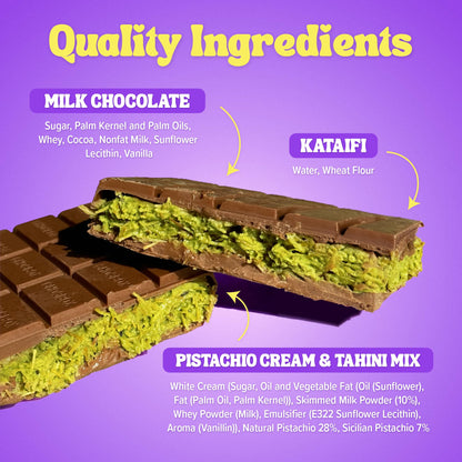 Chocabox Viral Dubai Milk Chocolate Bar Kit - Includes Chocolate Mold, Choc Wafers, Shredded Kataifi, Pistachio Cream - DIY Gift Box Dubai Kit - Great Gift