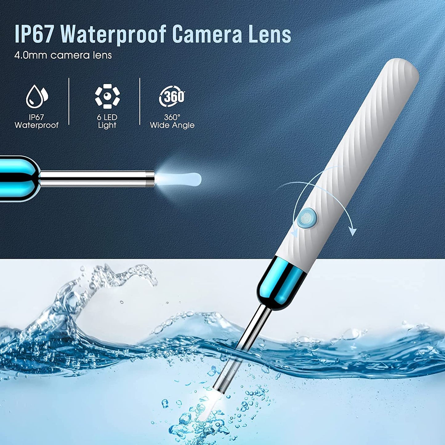 Ear Wax Removal - Earwax Remover Tool with 8 Pcs Ear Set - Ear Canal Cleaner with 1080P Camera - FSA HSA Eligible - Ear Cleaning Kit with 6 Ear Spoon - Ear Camera for iOS & Android (Black)