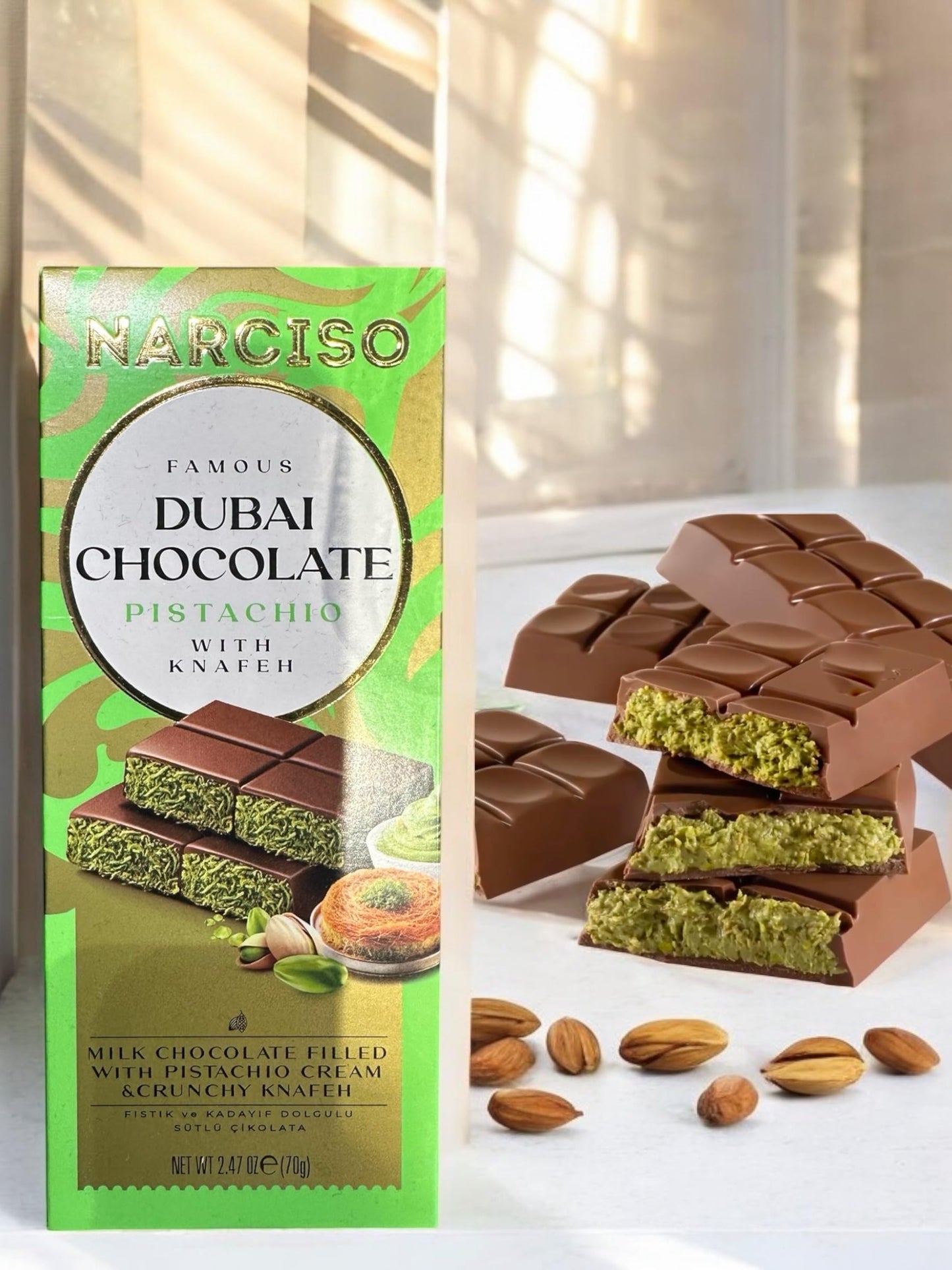 Dubai Chocolate Bar Pistachio Kataifi – Viral Dubai Chocolate with Knafeh and Pistachio Cream